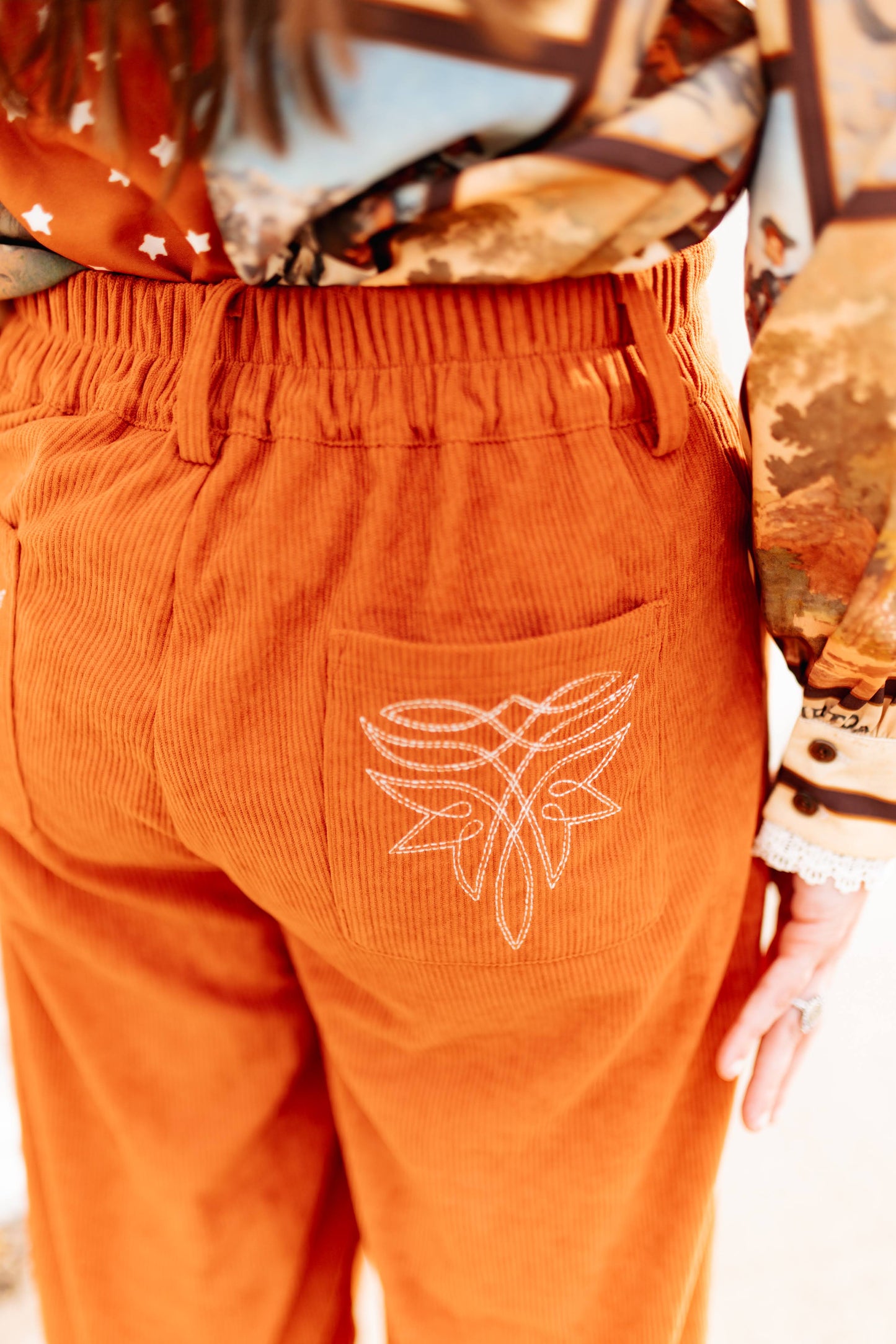 TH225 RUST CORDUROY WIDDED LEGGED CROPPED TROUSER PANT( 7 Piece)