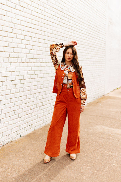 TH160 RUST CORD PEARL SNAP VEST(7 Pieces)