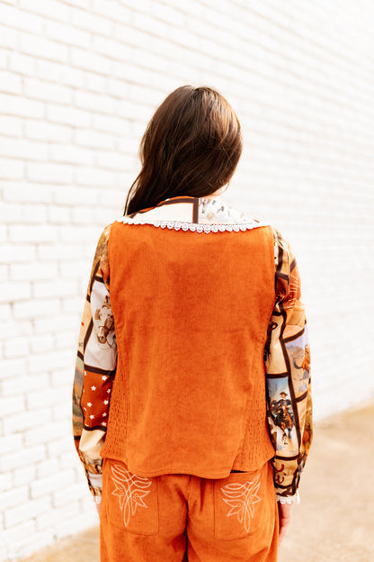 TH160 RUST CORD PEARL SNAP VEST(7 Pieces)