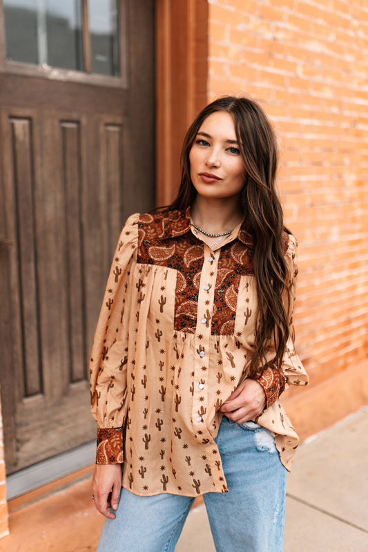 TH2600 BROWN PAISLEY CACTUS TOP (7 Piece)
