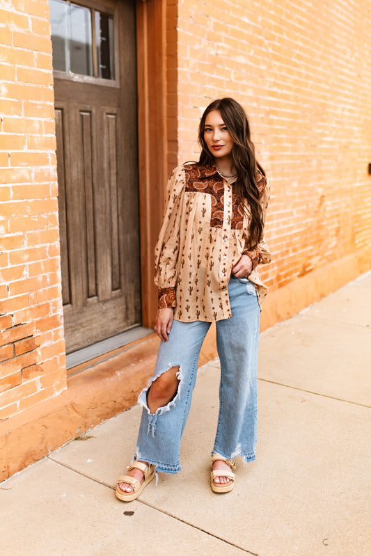 TH2600 BROWN PAISLEY CACTUS TOP (7 Piece)