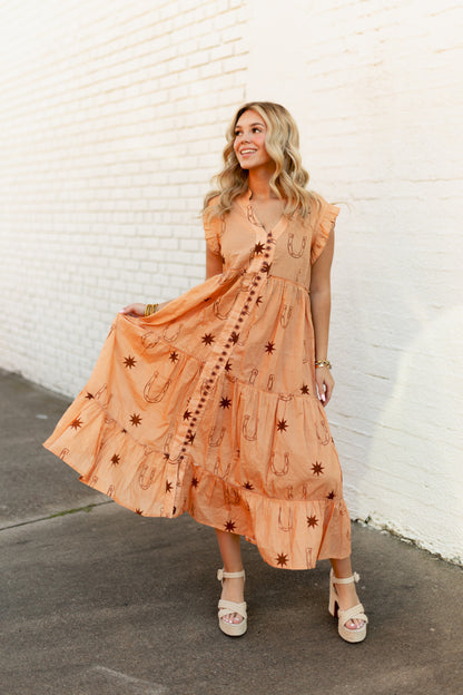 226D01 PEACH TAN HORSESHOE DRESS (7 Piece)