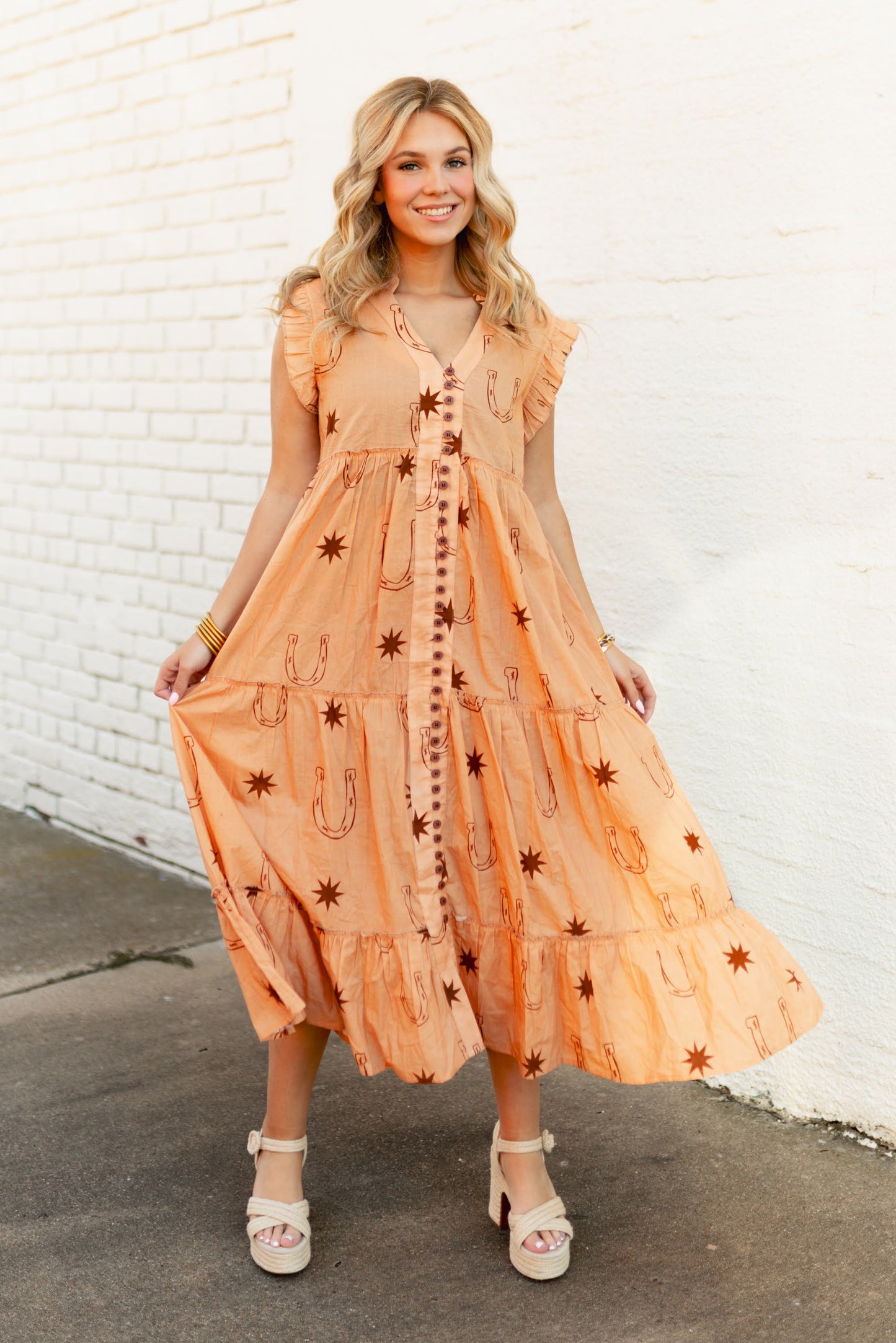 226D01 PEACH TAN HORSESHOE DRESS (7 Piece)