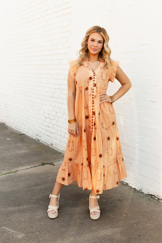 226D01 PEACH TAN HORSESHOE DRESS (7 Piece)