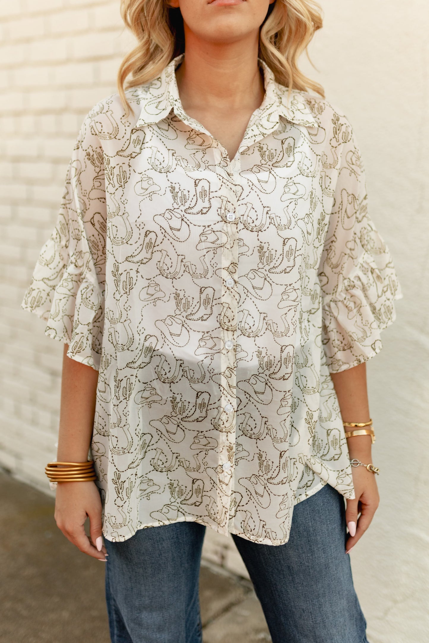 TH2773 WESTERN ELEMENT STITCH TOP (1 Piece)