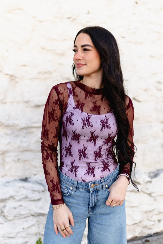 TH1221 LACE TOP WINE (7 Piece)