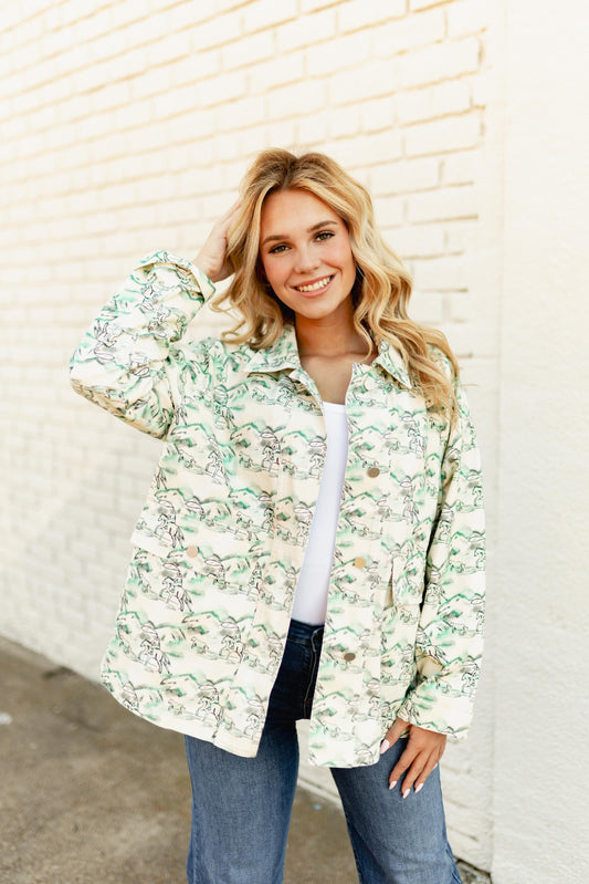 TH006 TURQUOISE COWBOY SKETCH CARGO JACKET (7 Piece)