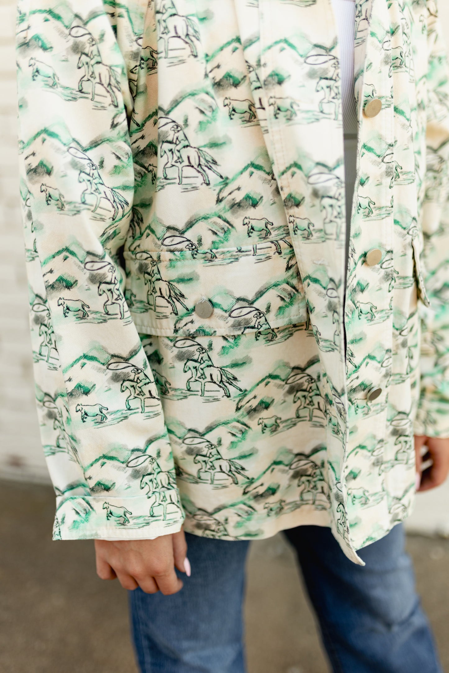TH006 TURQUOISE COWBOY SKETCH CARGO JACKET (7 PIECE)