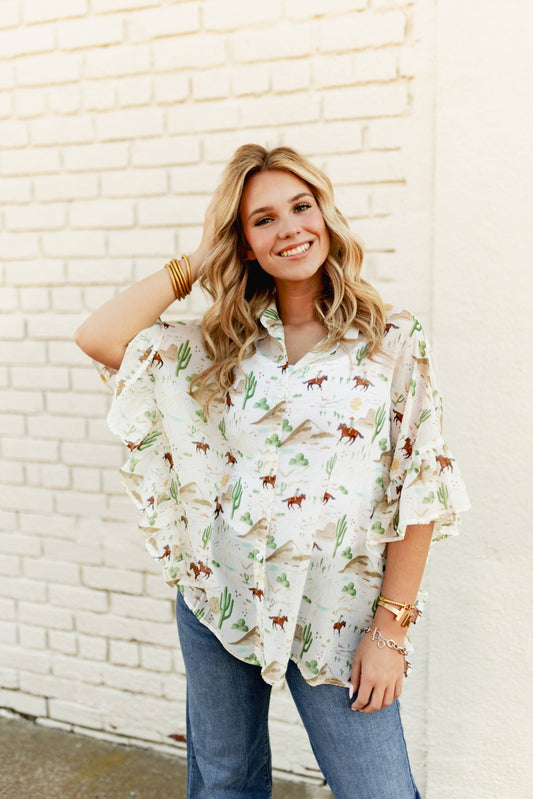 TH2773 CACTUS COWBOY TOP (6 Piece)
