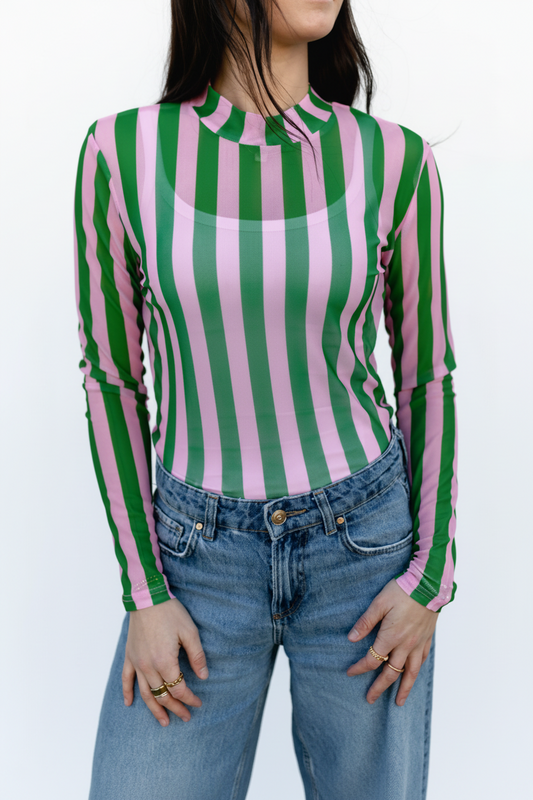 TH1221 GREEN PINK STRIPES (7 Piece)
