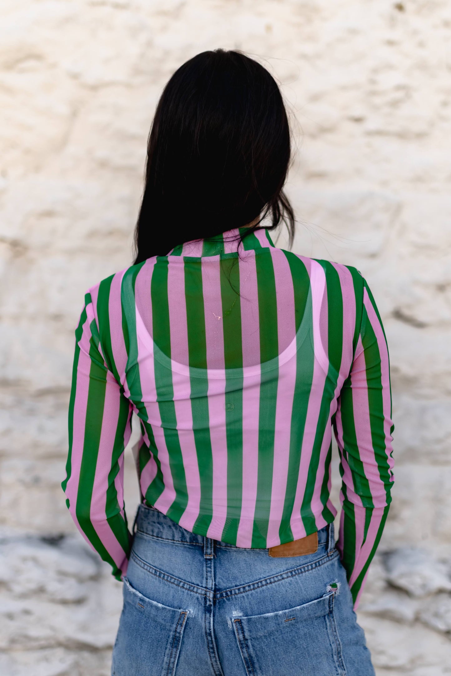 TH1221 GREEN PINK STRIPES (7 Piece)