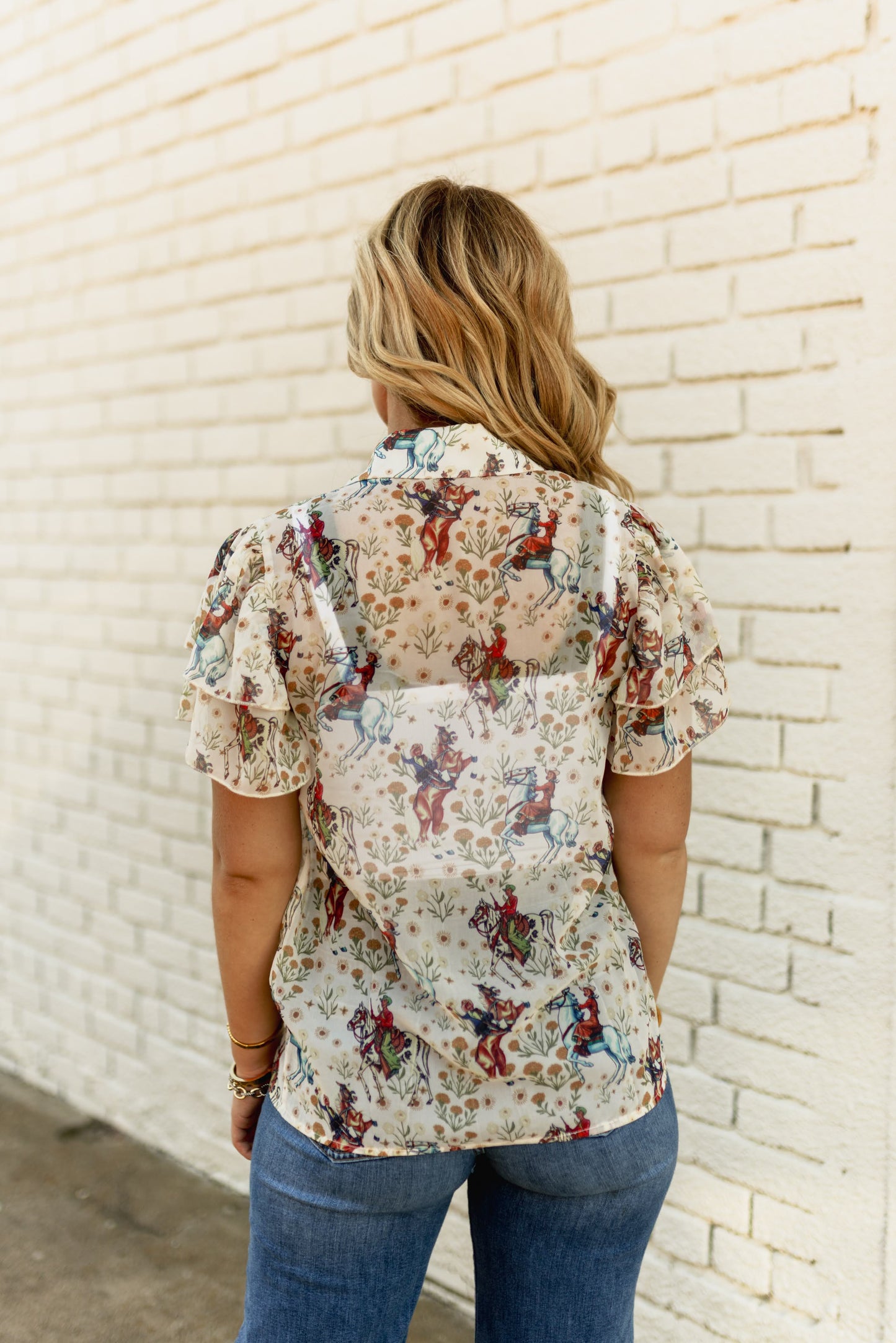 TH198 IVORY COWBOY DOUBLE FLUTTER  BLOUSE (7 Piece)