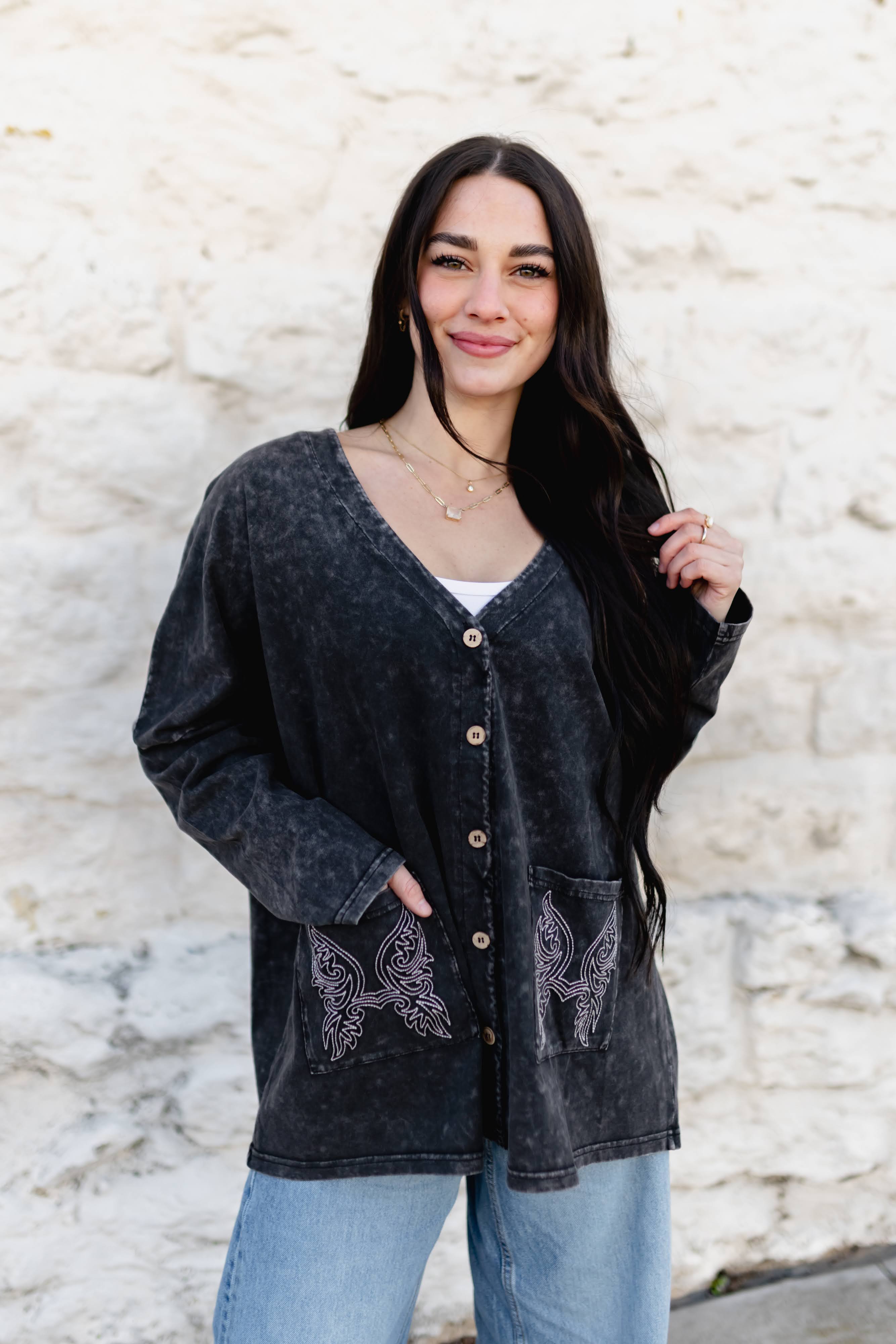 TH8326 VINTAGE WASH CARDI WITH STITCH (7 Piece) – Turquoise Haven