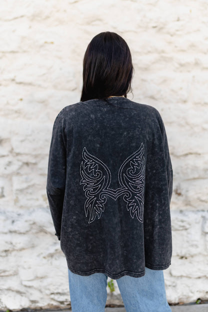 TH8326  VINTAGE WASH CARDI WITH STITCH (7 Piece)