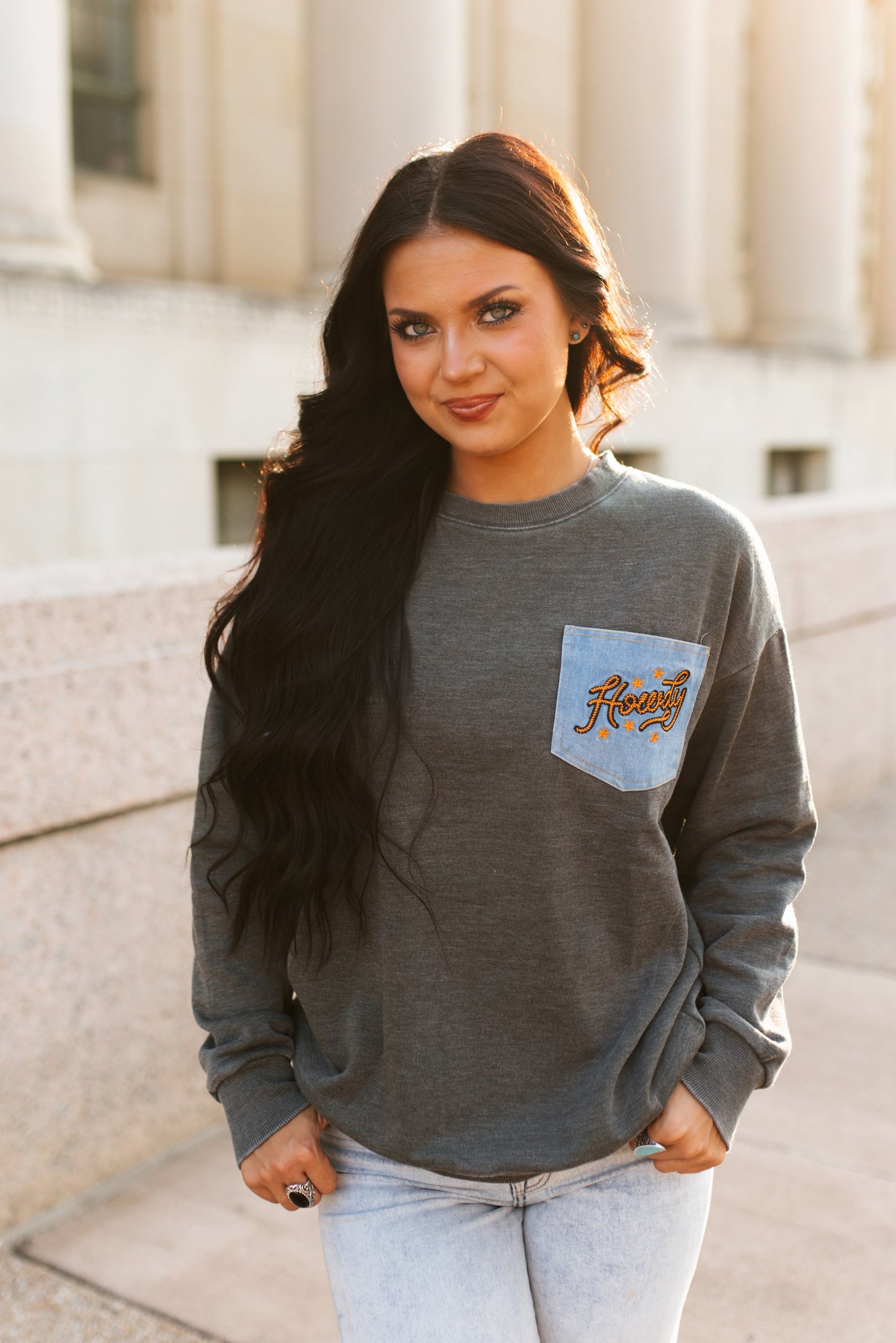 TH2505-DENIM POCKET TOP- VINTAGE BLACK  (7 Piece)