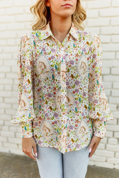 TH11 HORSE FLORAL BLOUSE (7 Pieces)