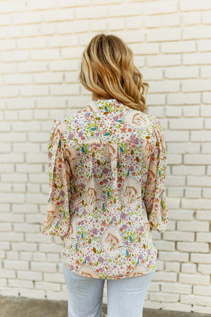TH11 HORSE FLORAL BLOUSE (7 Pieces)