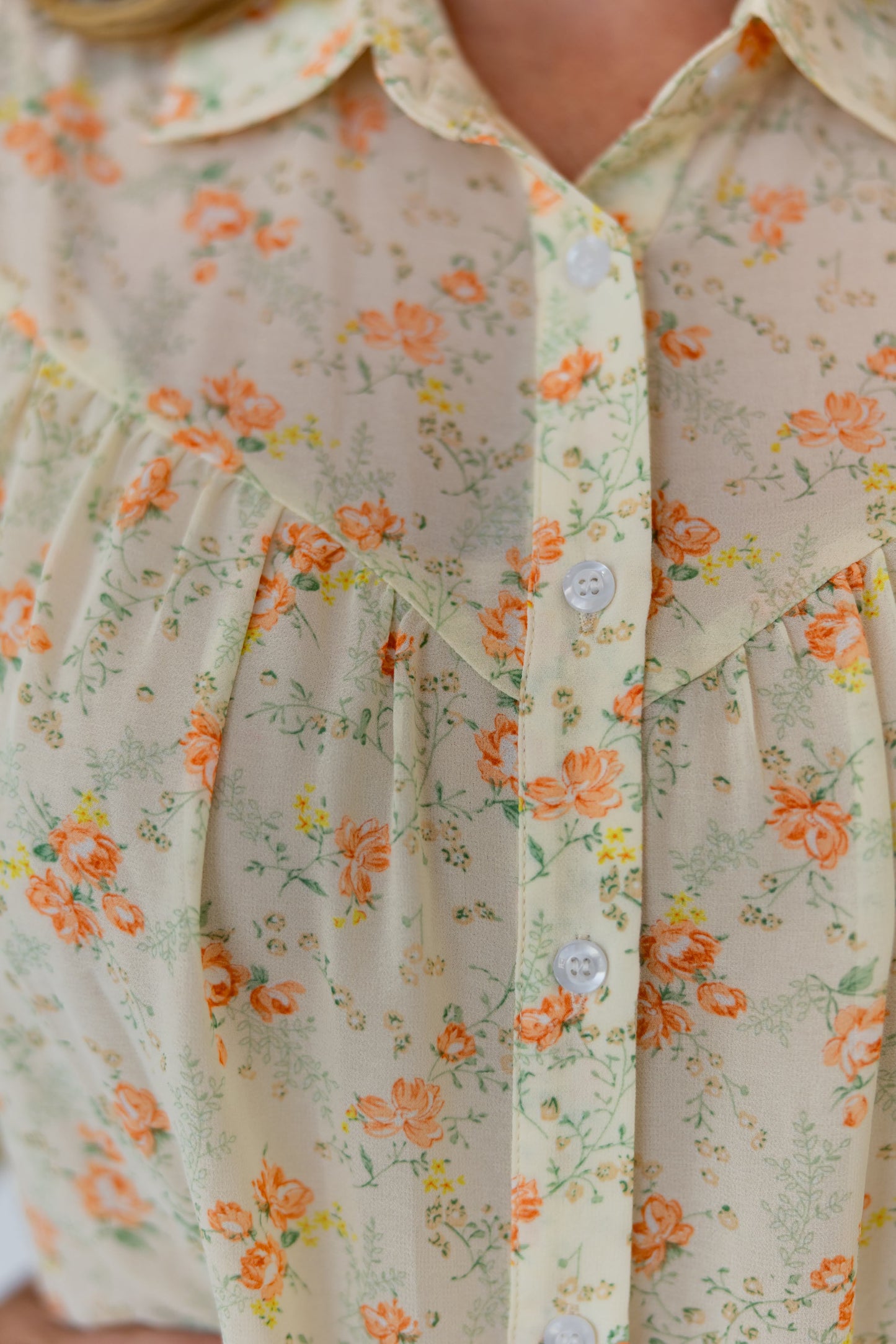 TH24 IVORY RUST FLORAL YOKE BLOUSE (7 Piece)