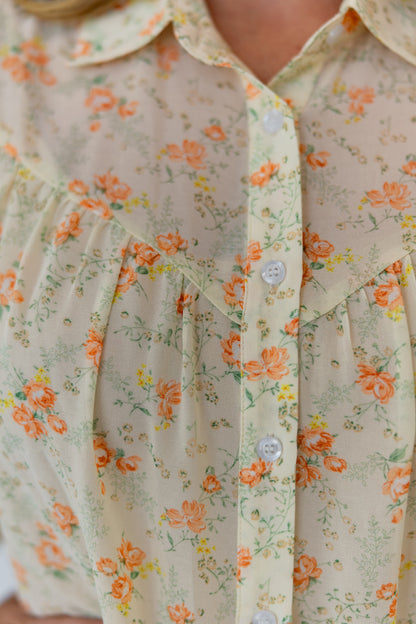 TH24 IVORY RUST FLORAL YOKE BLOUSE (7 Piece)