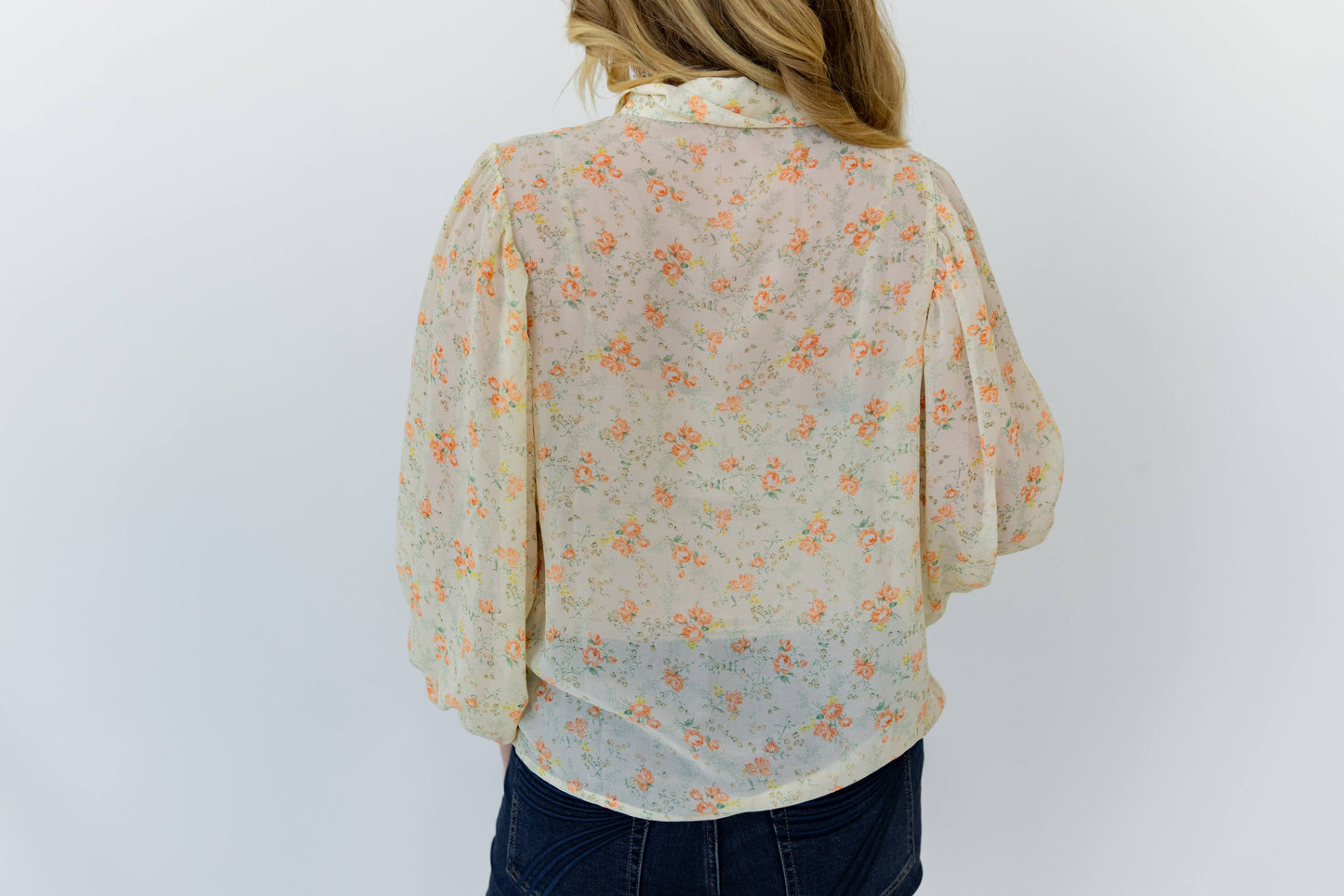 TH24 IVORY RUST FLORAL YOKE BLOUSE (7 Piece)