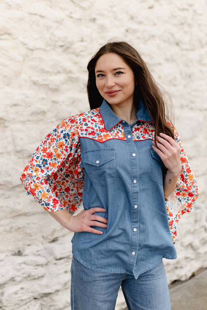 TH102 DENIM FLORAL TOP (7 Piece)