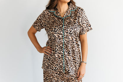 TH201 CHEETAH W/ TURQ PJ PANT SET (7)PACK