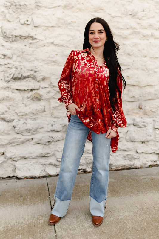 TH2776 RED VELVET BOHO BLOUSE (7 Piece)