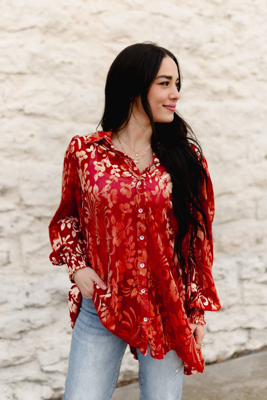 TH2776 RED VELVET BOHO BLOUSE (7 Piece)