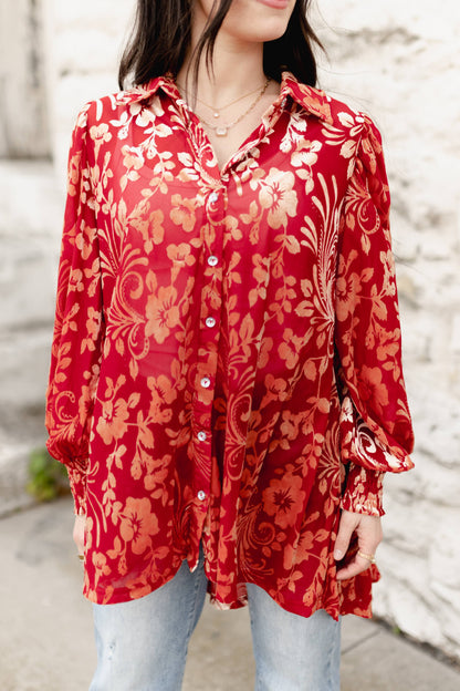 TH2776 RED VELVET BOHO BLOUSE (7 Piece)