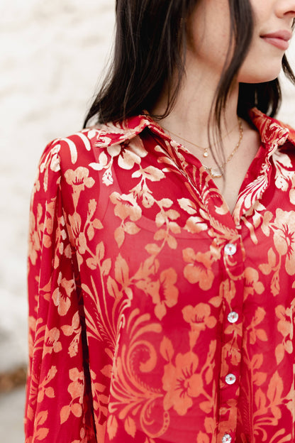 TH2776 RED VELVET BOHO BLOUSE (7 Piece)