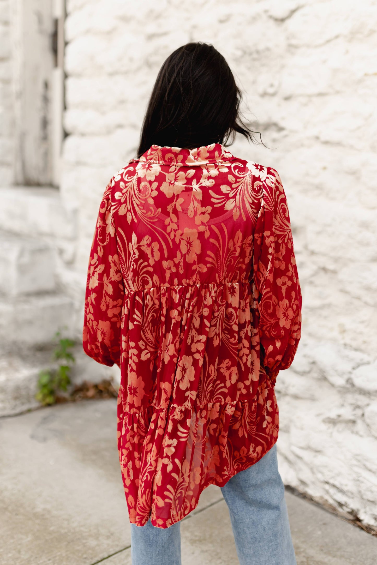 TH2776 RED VELVET BOHO BLOUSE (7 Piece)