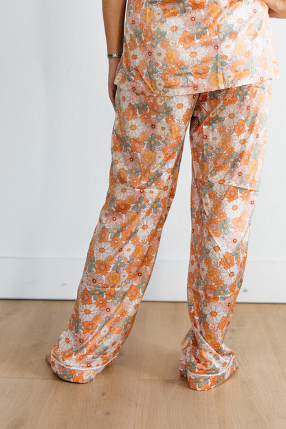 TH201 RETRO ORANGE FLORAL PJ PANT SET (7) PACK