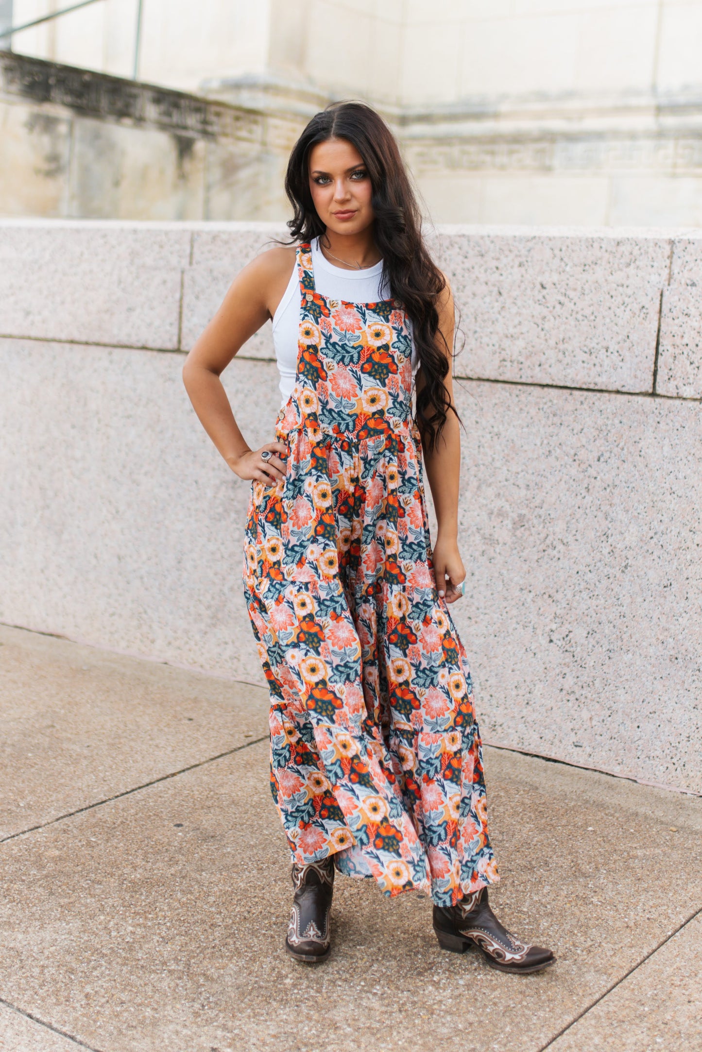 TH86 S164 Overall RUFFLE ROMPER VINTAGE POPPIE (1 Piece)