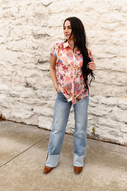 TH199 FLORAL FLUTTER SLEEVE BLOUSE (7 Piece)