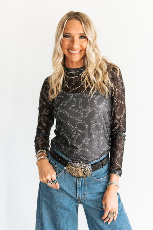 TH1221 HORSESHOE BLACK MESH TOP(7 Piece)