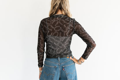 TH1221 HORSESHOE BLACK MESH TOP(7 Piece)