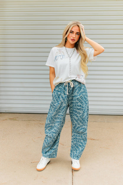 TH2107 S206 HOWDY PRINT BARREL PANT (1 Piece)