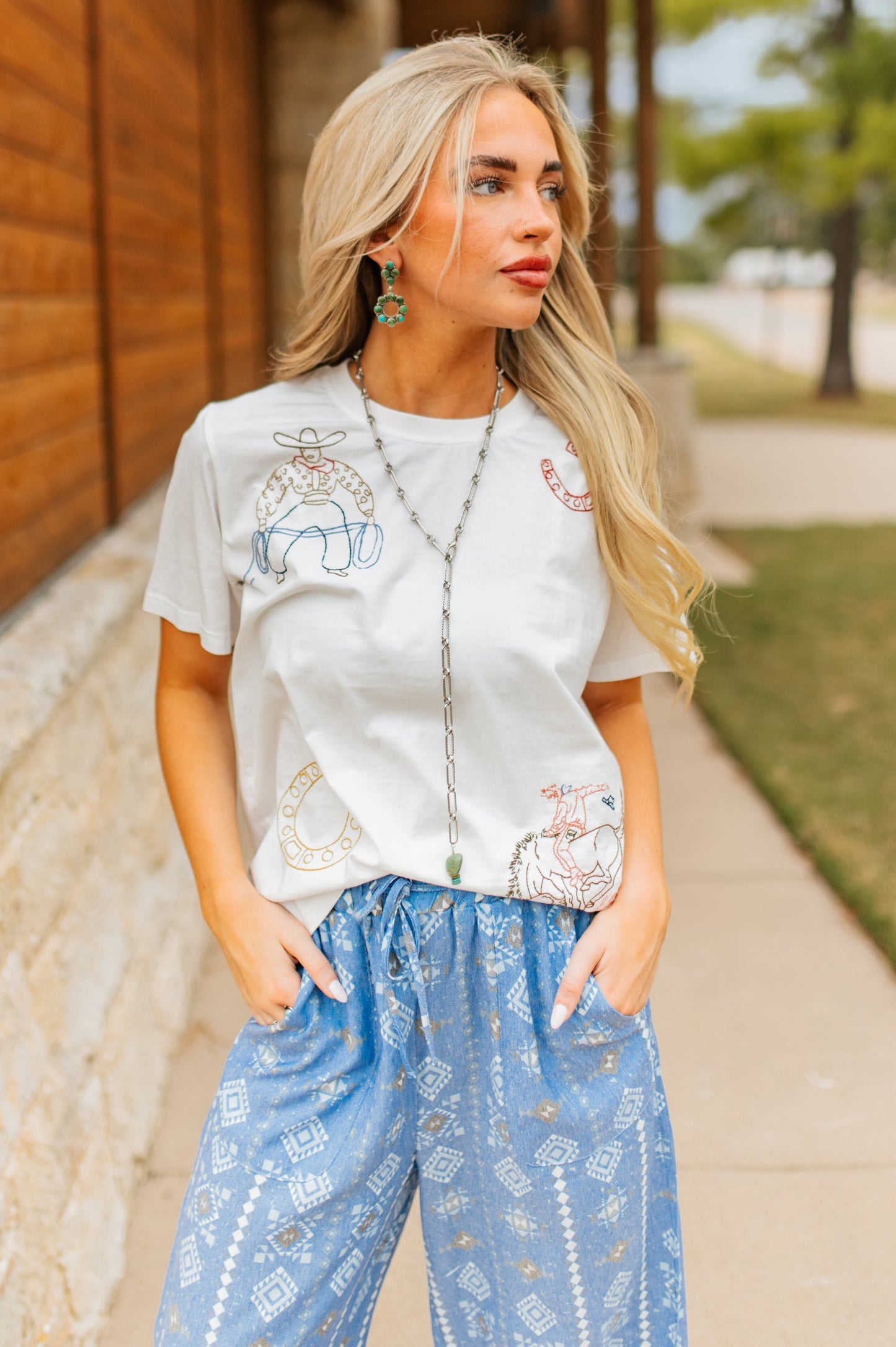 TH1401 ROPING COWBOY EMBROIDERY TEE(7 Piece)