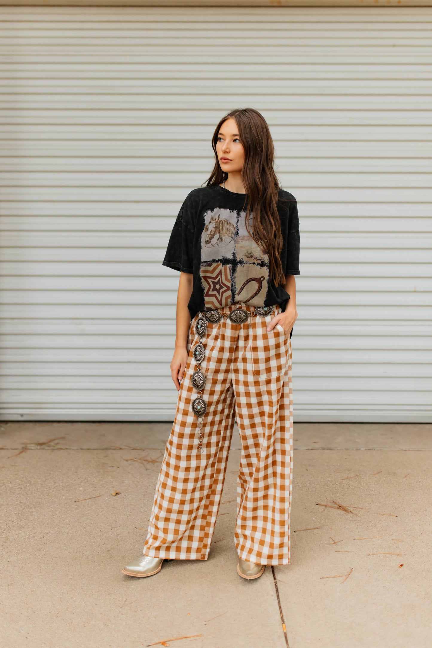 TH2109 BROWN GINGHAM  PANT (7 Piece)