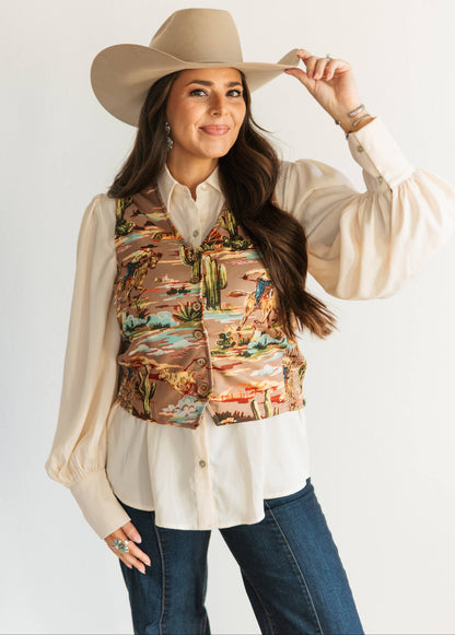 TH160 S227 TAUPE COWBOY VEST (1 Piece)