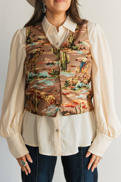 TH160 S227 TAUPE COWBOY VEST (1 Piece)