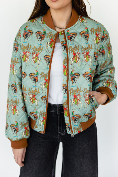 TH2412  S264 TEAL HOWDY BOMBER JACKET (1 PIECE)