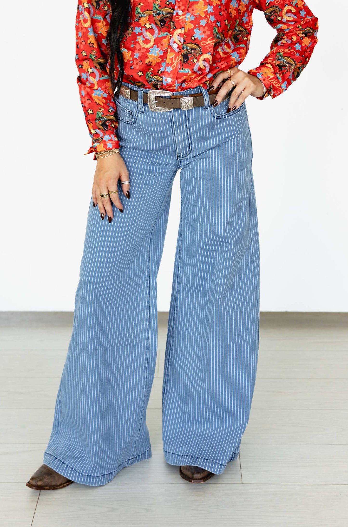 TH014 STRIPED WIDE LEGGED JEAN (7 Piece)