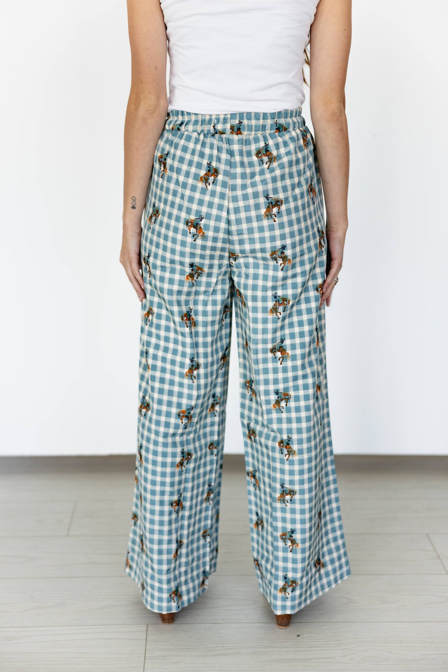TH2109 - TEAL GINGHAM HORSE  PANT(7 Piece)