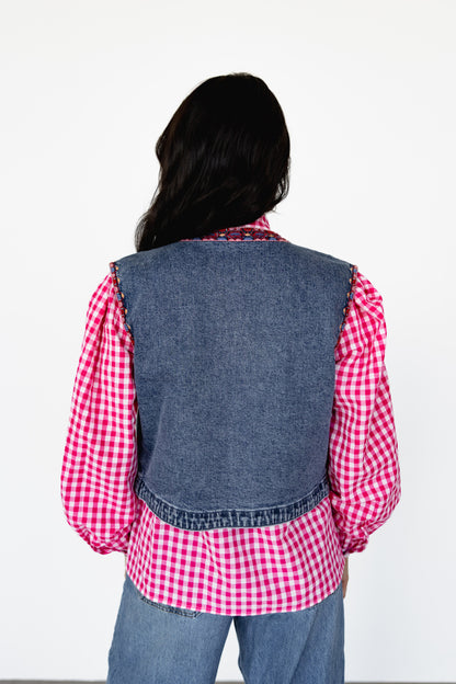 TH162 DENIM EMBROIDERY VEST (7 Piece)