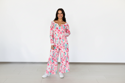 TH89 POCKET CROP ACTIVE TOP - PINK BOHO (7 Piece)