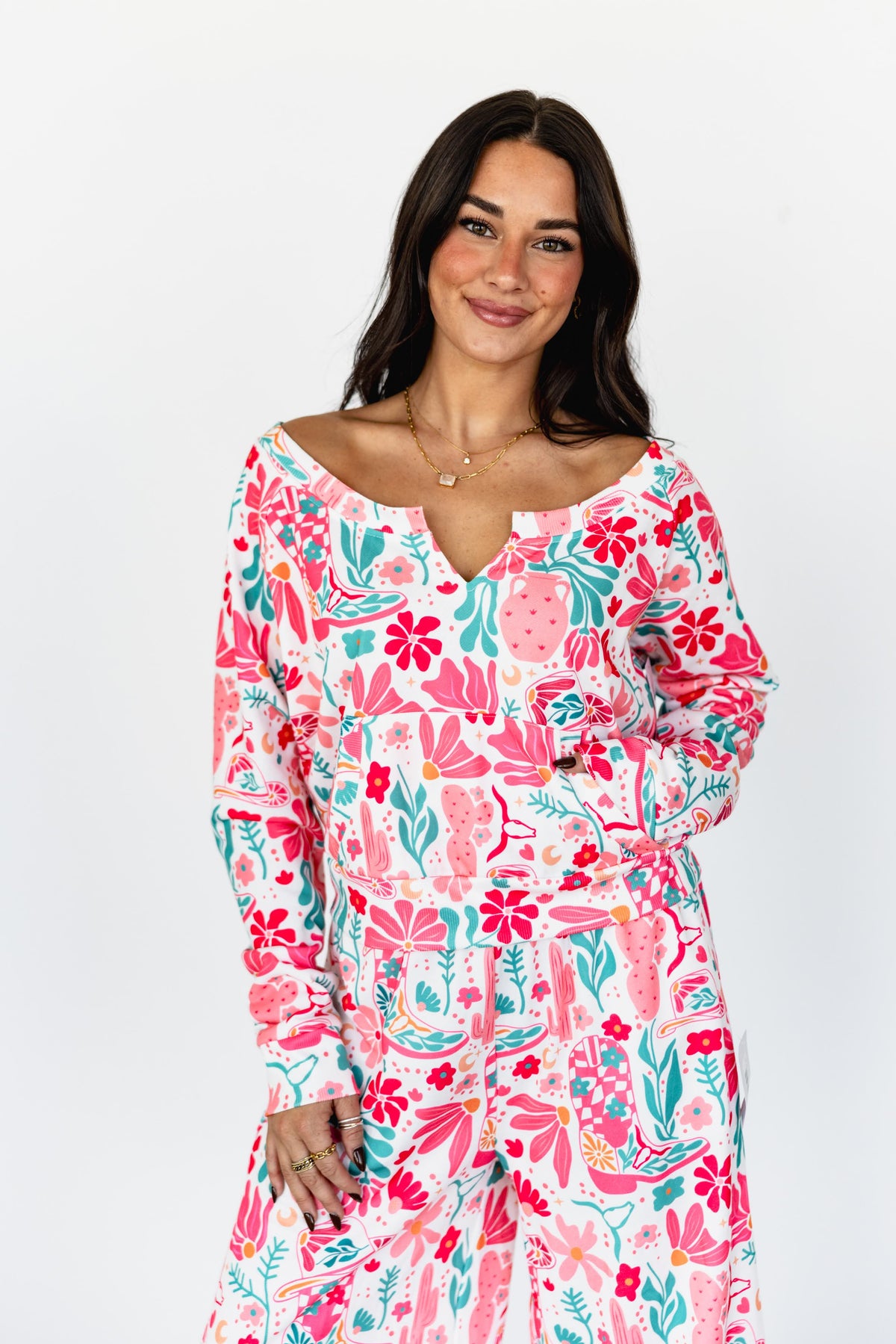 VR89 POCKET CROP ACTIVE TOP - PINK BOHO (7 Piece)
