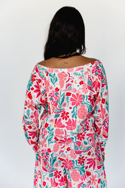 TH89 POCKET CROP ACTIVE TOP - PINK BOHO (7 Piece)