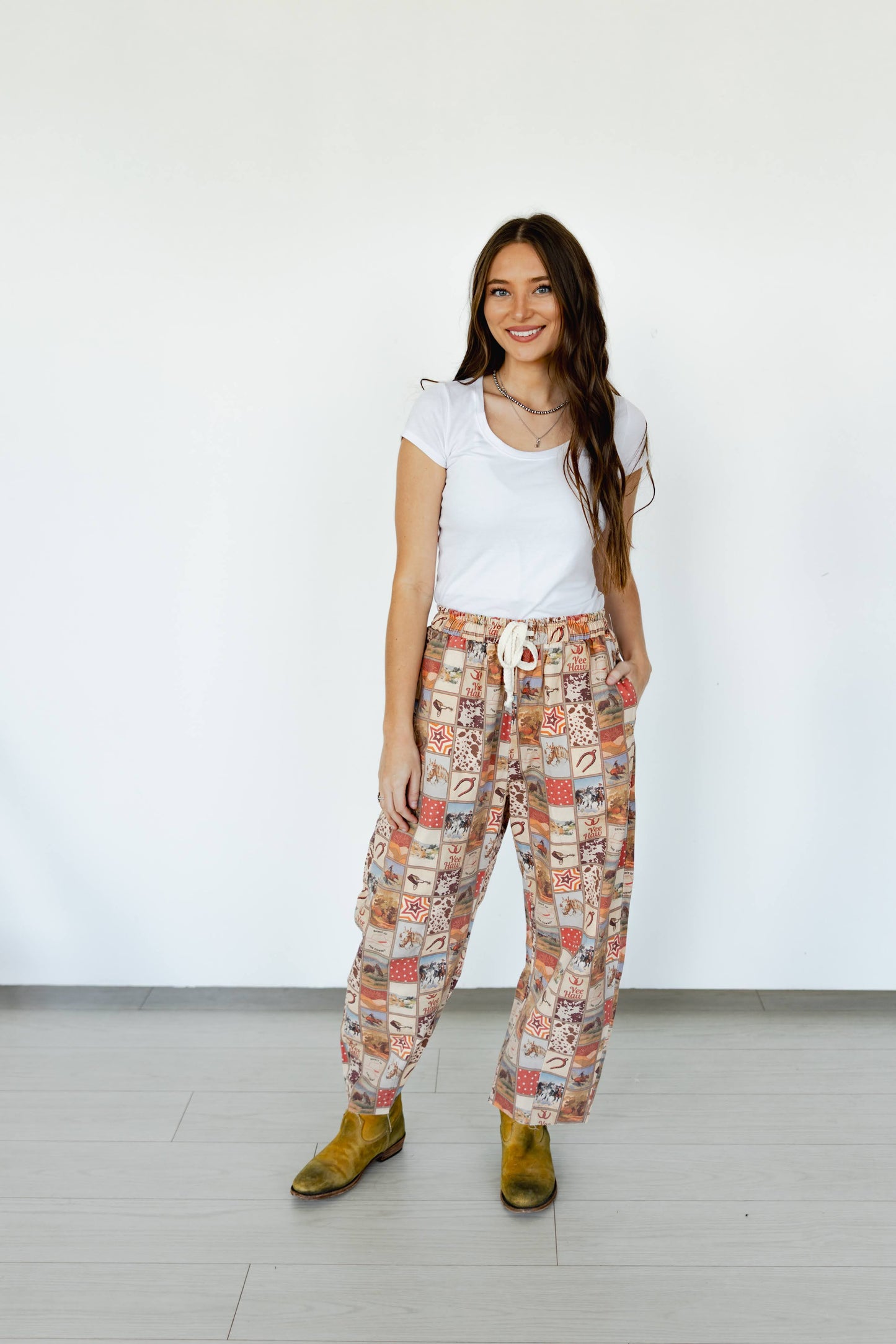 TH2107 BROWN WESTERN SQUARE BARREL PANT(7 Piece)