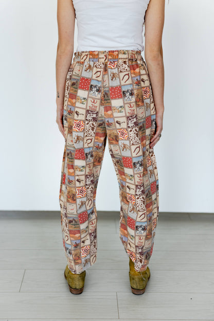 TH2107 BROWN WESTERN SQUARE BARREL PANT(7 Piece)